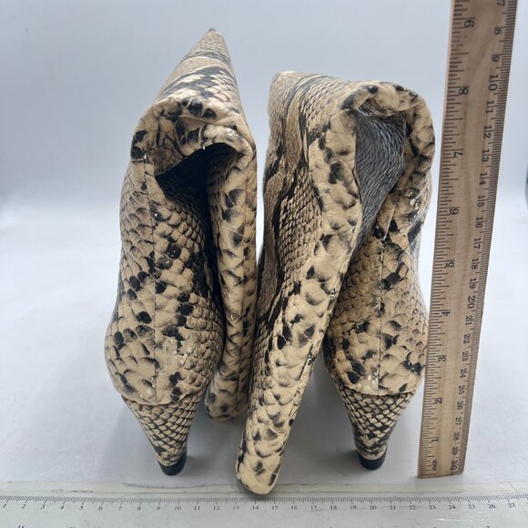 miss left Snakeskin Stretchy Knee High Boots Square Toe Kitten Heel W - Picture 7 of 10